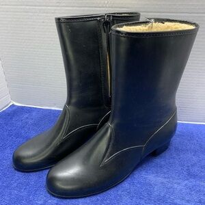 Sears Molded Waterproof Rubber Fleeced Lined Boots Womens' Size 10 Mid-Calf Zip